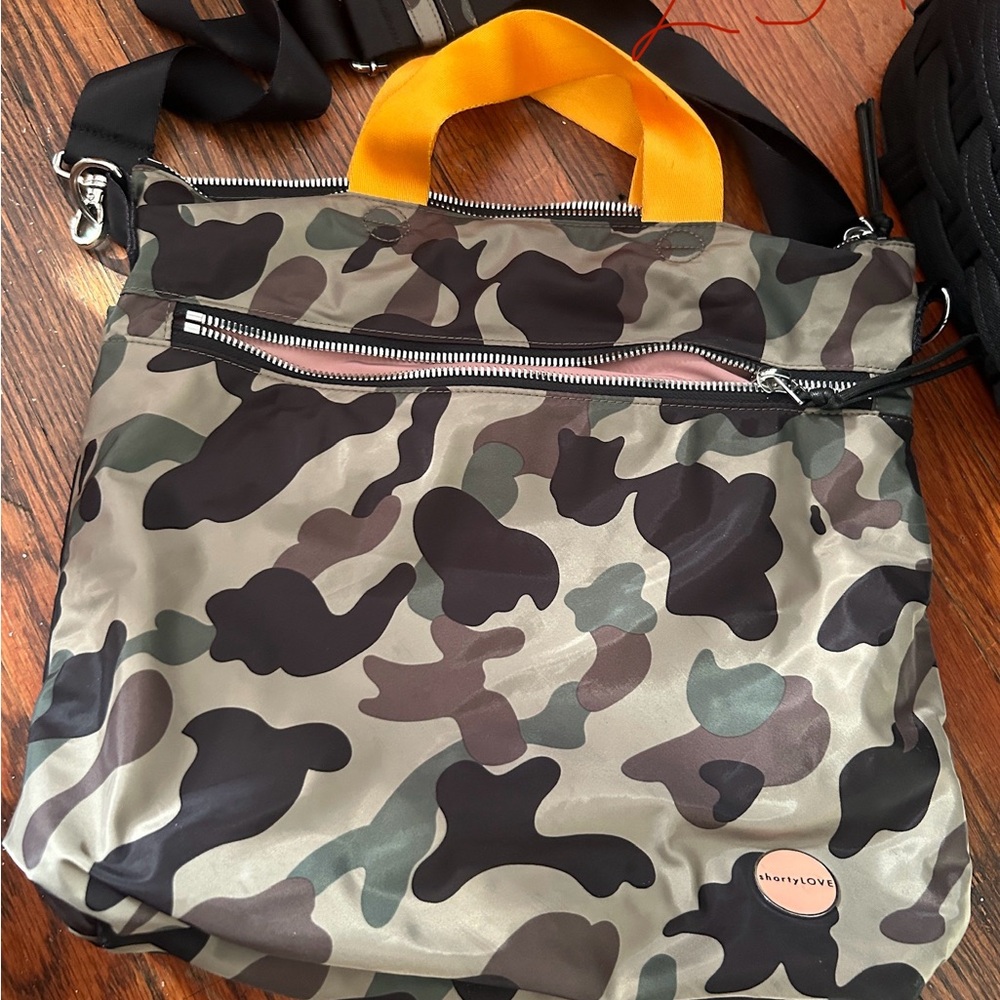 Camouflage Messenger Bag with Orange Handle